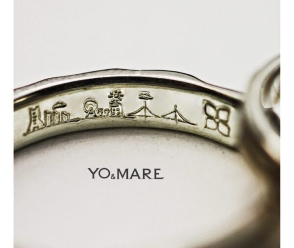 結婚指輪の内側に横浜の景色模様を入れたオーダー作品