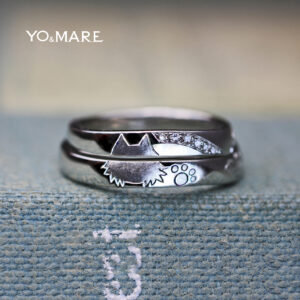 【ねことアジサイ】の美しい模様を入れた結婚指輪オーダー作品