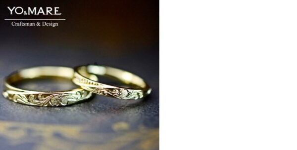 ハワイアン模様を斜めに入れた細い結婚指輪オーダーメイド作品 
