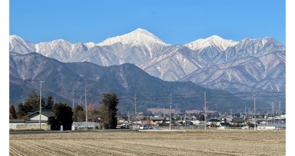 長野・安曇野からみた北アルプスの山嶺