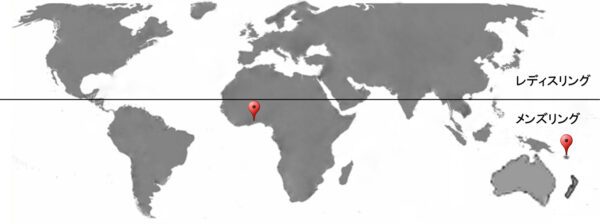 ヨーロッパ仕様の世界地図デザイン。ベナン共和国　が中央付近に