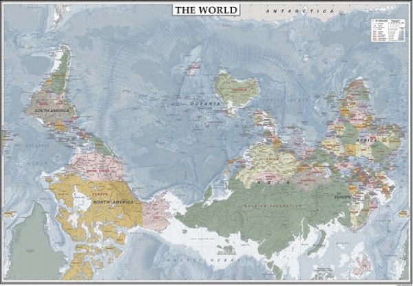 南半球のオーストラリアで使われている世界地図