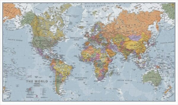 昔から欧州で使われている、イギリスを中心に置いた世界地図