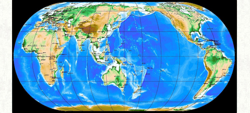 丸く膨らみのある世界地図のデザイン