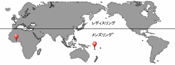 アジア仕様の世界地図デザイン。バヌアツ共和国　が中央付近に