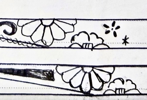 菊と椿の模様デザインを考えていく