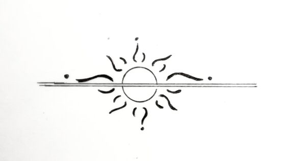 太陽の模様を上下重ねてつくるデザイン画 2