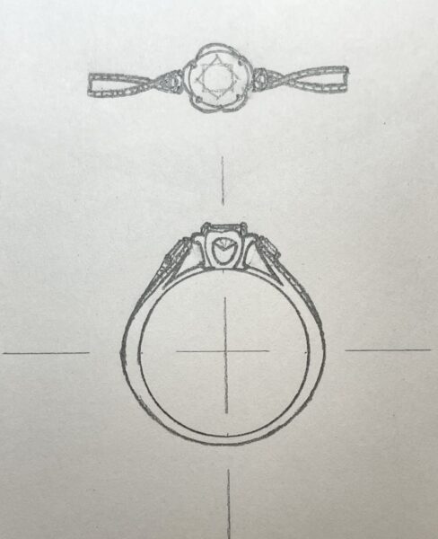 婚約指輪のデザイン画