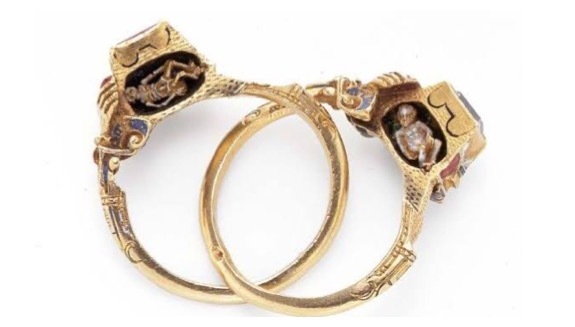 ルネサンス時代のギメルデザインの結婚指輪