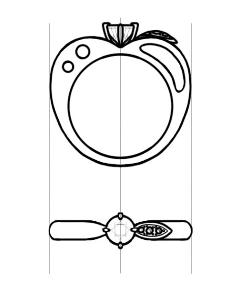 リングモチーフの婚約指輪・デザイン画