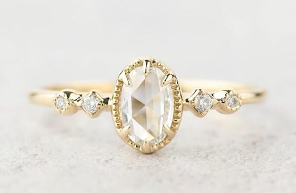 ローズカットのダイヤをアンティークなゴールドの婚約指輪にオーダーメイド ＞