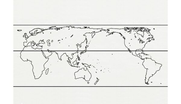 世界地図のデザイン画像  上がレディスリング、下がメンズリング