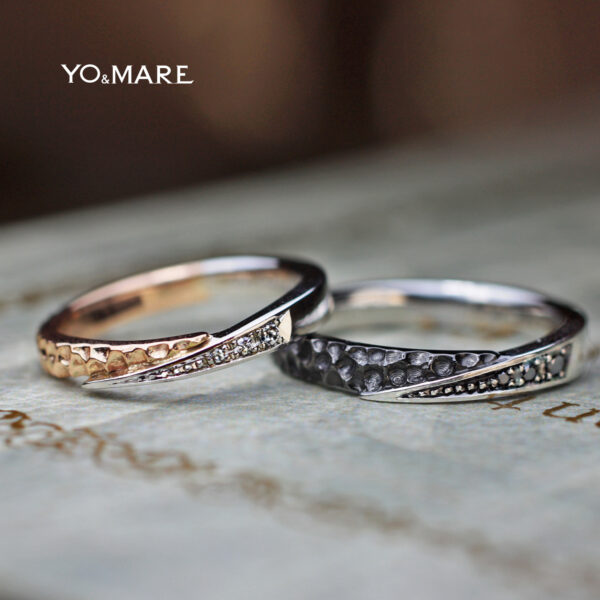 スネークデザインの結婚指輪をピンクとブラックゴールドでオーダー
