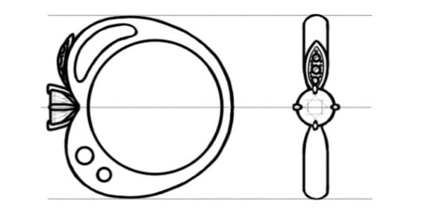 お気に入りのリンゴモチーフにデザインしたプラチナの婚約指輪オーダー作品 
