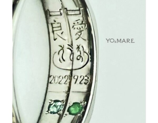 ■ 大好きなサウナのマークと名前を結婚指輪の内側に入れたオーダーメイド作品 