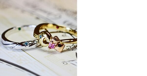 ■【月とリボン】を【ゴールドの結婚指輪】にデザインしたオーダー作品 