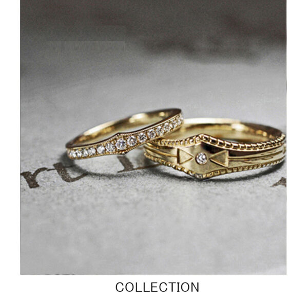 １８００年代ヴィンテージ系デザインの結婚指輪・ゴールドコレクション ＞