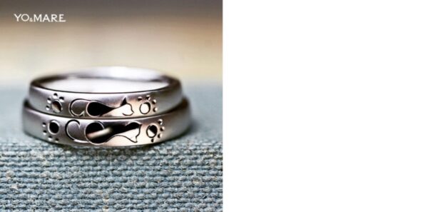 【ねことニクキュウ】模様を写し絵にデザインしたオーダー結婚指輪 