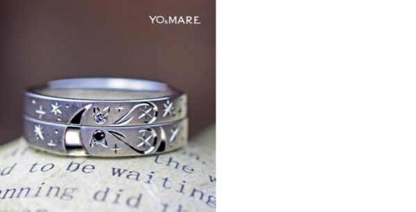 【ねこと月とハートの模様】がかわいい結婚指輪オーダーメイド作品 
