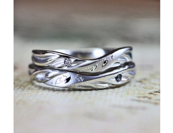 ■【天使の羽】と【サクラ模様】が舞う結婚指輪のオーダーメイド作品 