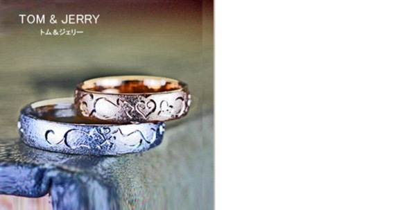 【ネコとネズミのカップル模様】が入った結婚指輪オーダーメイド作品