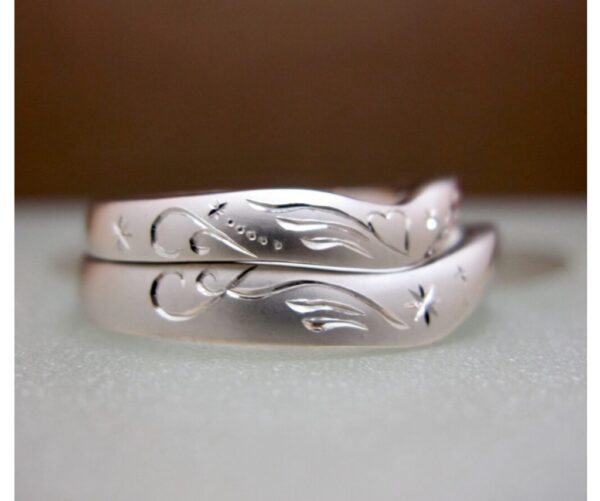 天使の羽とハート模様の結婚指輪オーダーメイド作品