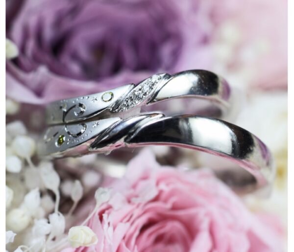 ２本重ねてハートの模様をつくる結婚指輪オーダーメイド作品