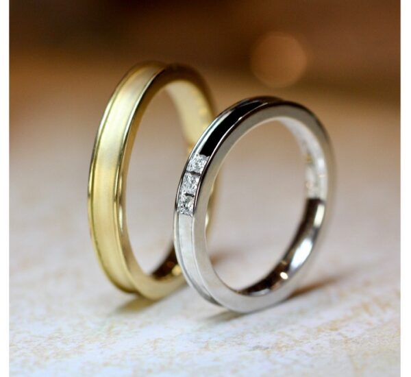 ゴールドとプラチナのペア・結婚指輪オーダーメイド作品