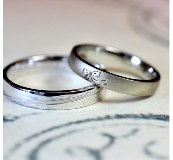 リボン模様がかわいい結婚指輪オーダーメイド作品