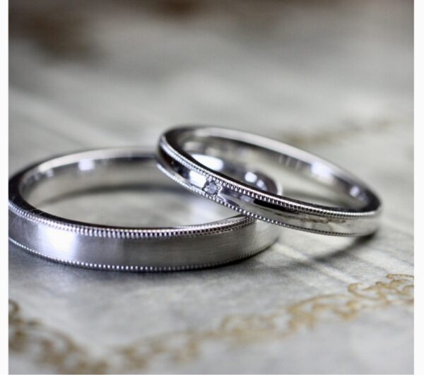 プラチナにミルグレインが輝く結婚指輪オーダーメイド作品
