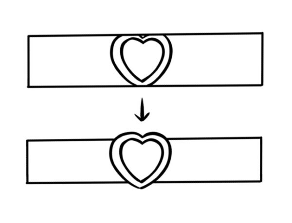 結婚指輪に留めるハートルビーの大きさを表すラフ画