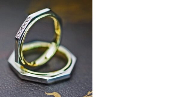 8角形の2色カラーコンビの結婚指輪 オーダー作品