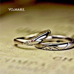 【羽デザインの結婚指輪】をゴールド＆プラチナ2色コンビにしたオーダーメイド作品