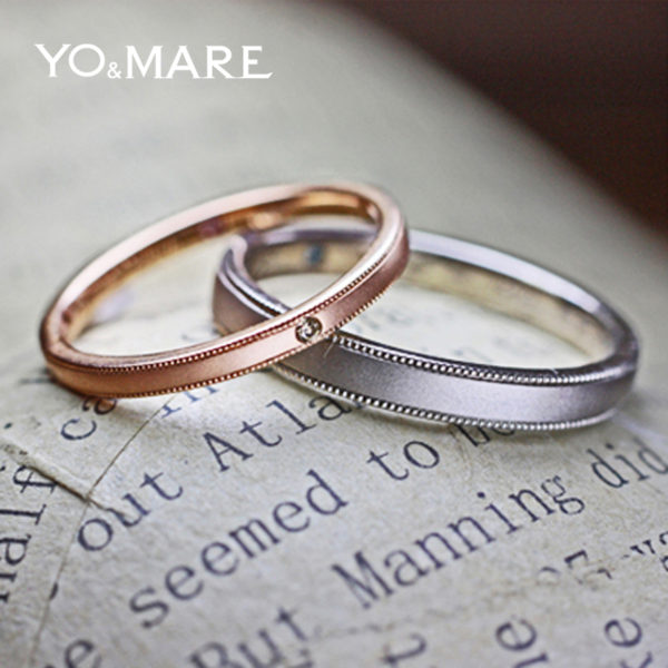ピンクとグレーカラーの結婚指輪K18ゴールドコレクション