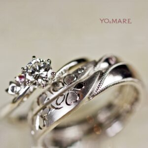 あんずの【花模様】を重ねてつくった結婚指輪オーダーメイド作品