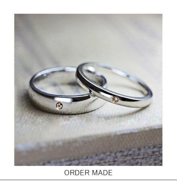 ブラウンダイヤとホワイトゴールドのベーシックなオーダー結婚指輪