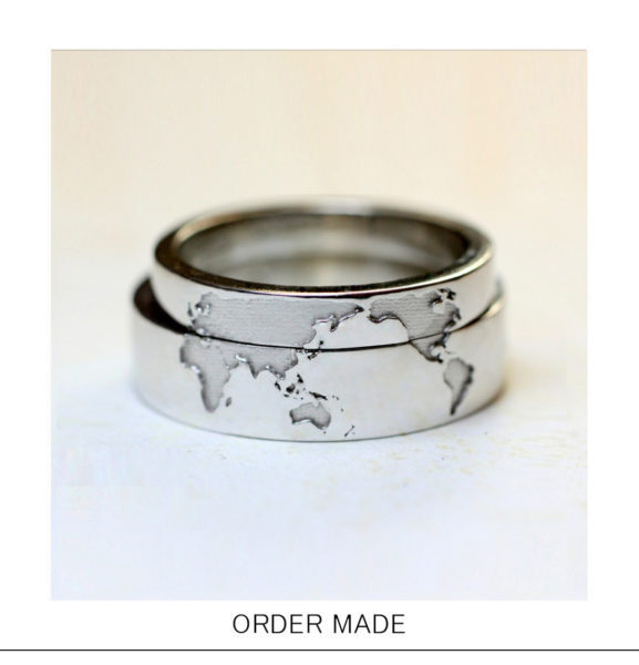 結婚指輪を重ねて【世界地図】をつくったオーダーメイド作品