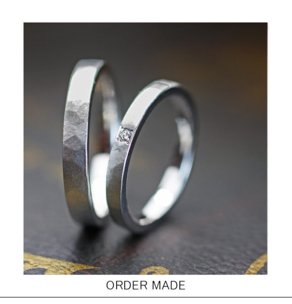 【ツチメ風】にデザインした凍った氷の様な結婚指輪オーダー作品