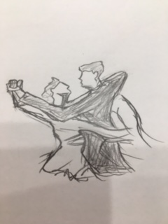社交ダンスを踊るデザイン　ラフ画