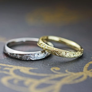 ゴールドメビウスの結婚指輪にハワイアン柄を入れたオーダーメイド