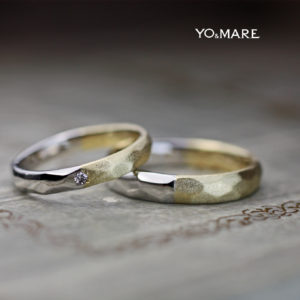 ゴールドとプラチナをハーフで繋いだツチメの結婚指輪オーダー作品