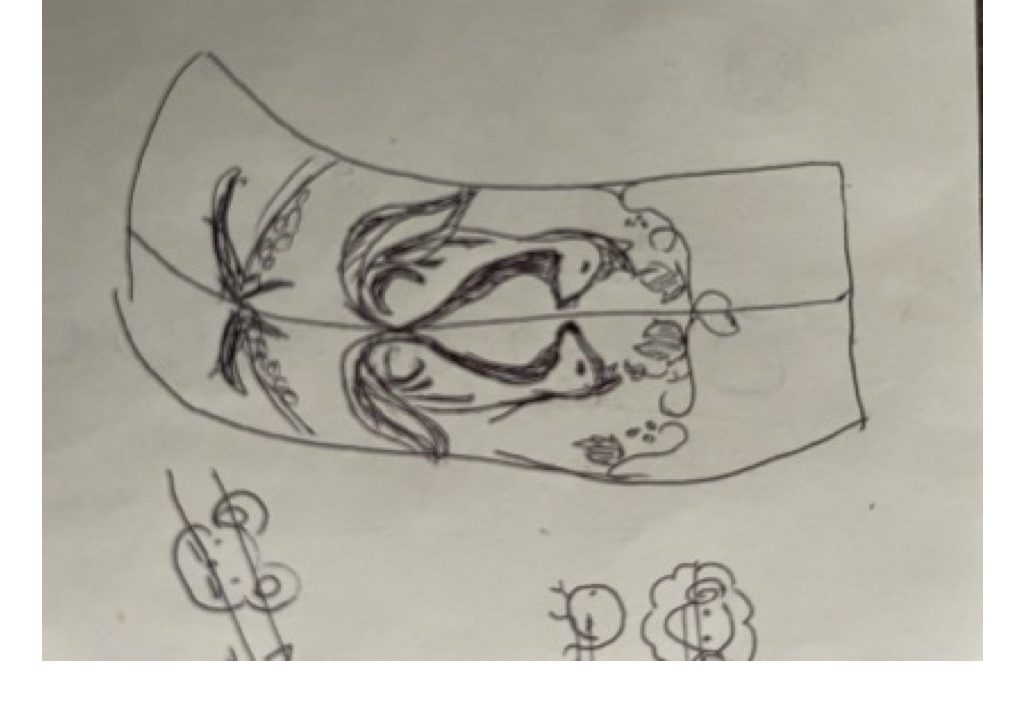 結婚指輪にいれる模様を顧客が描いたラフ画