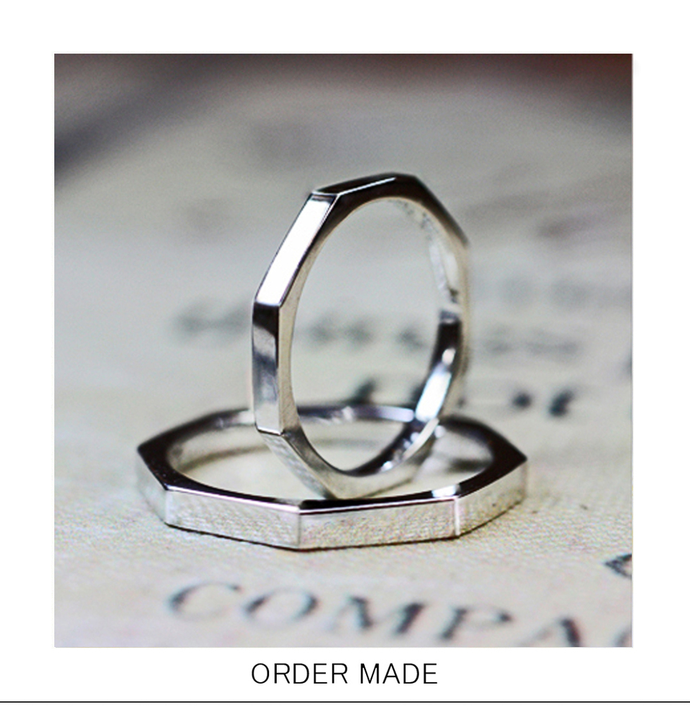 正８角形のプラチナ結婚指輪オーダーメイド作品のサムネイル